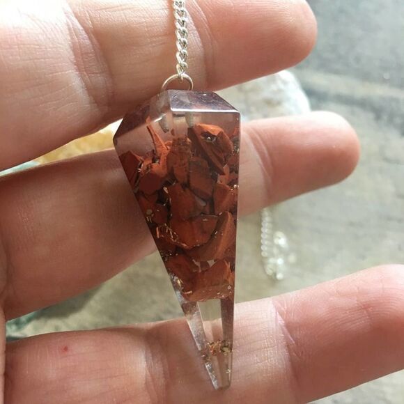 Orgone Carnelian gemstone pendulum - Picture 2 of 4